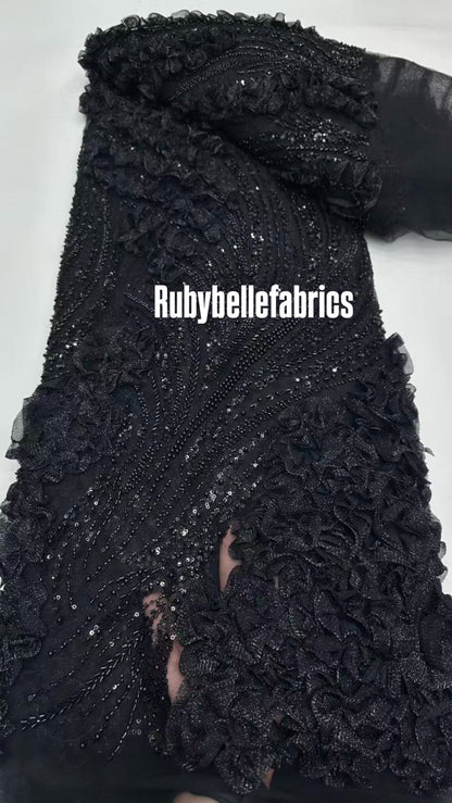 Urkey Roses 3D Sequin couture fabric