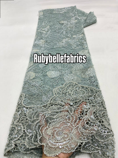 Etton Beaded Scallop Egde Lace Fabric