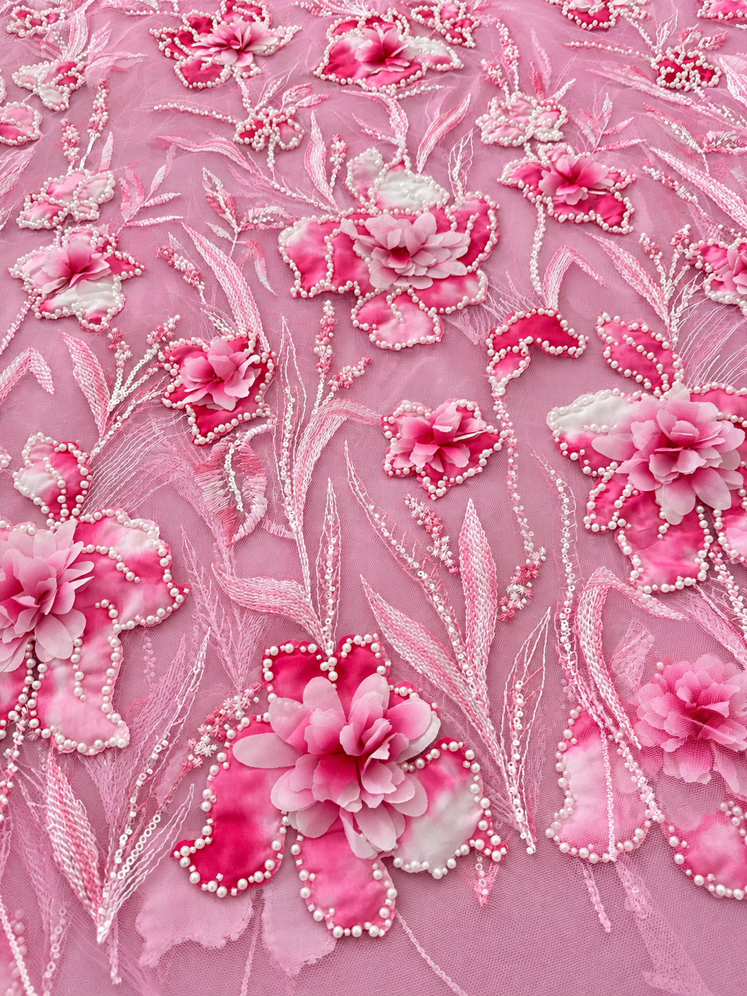 Hixy Floral 3D Fabric - Pink