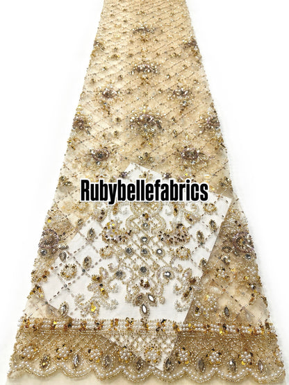 Uvual Beaded Sequin Lace Fabric