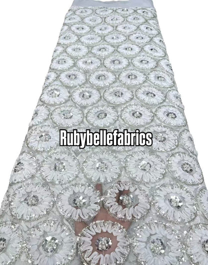 Honex Round Beaded Floral Fabric