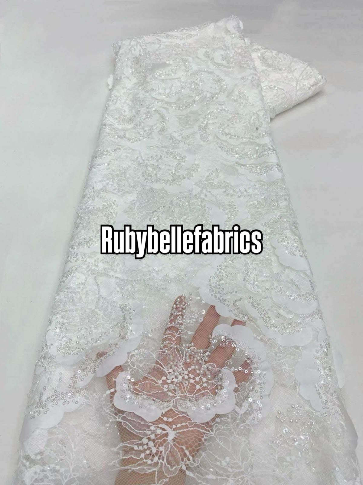 Tross 3D Floral Sequin beaded Net Fabric