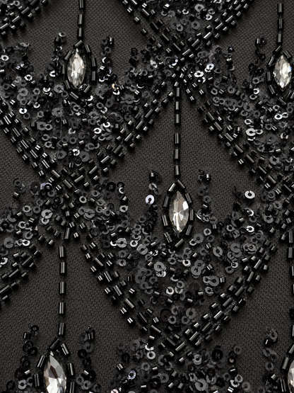 Nuixt Deluxe Luxury Beaded Fabric -Black