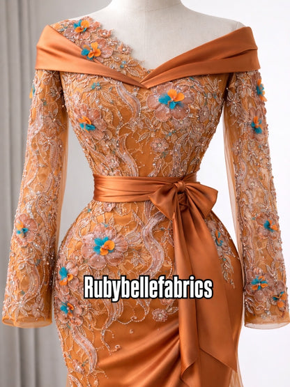 Ulzy Beaded Stoned 3D Luxury Couture Fabric