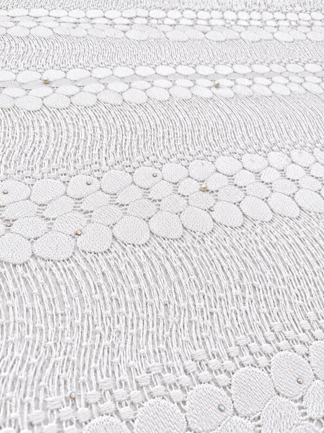 Ersion White Embroidered Lace Fabric