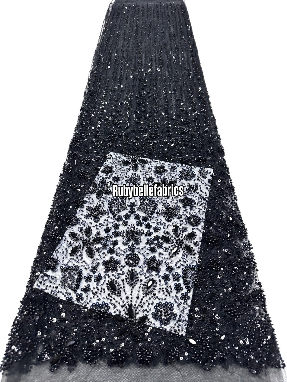 Atch Luxury 3D Floral Beaded Stone Fabric