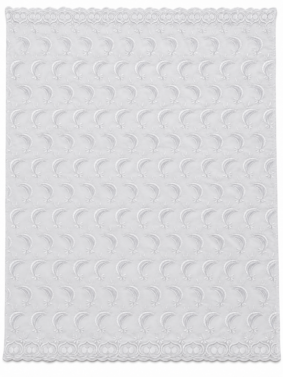 White Embroidered Voile Lace Fabric