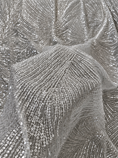 Luzone Luxury Fabric - White/Silver
