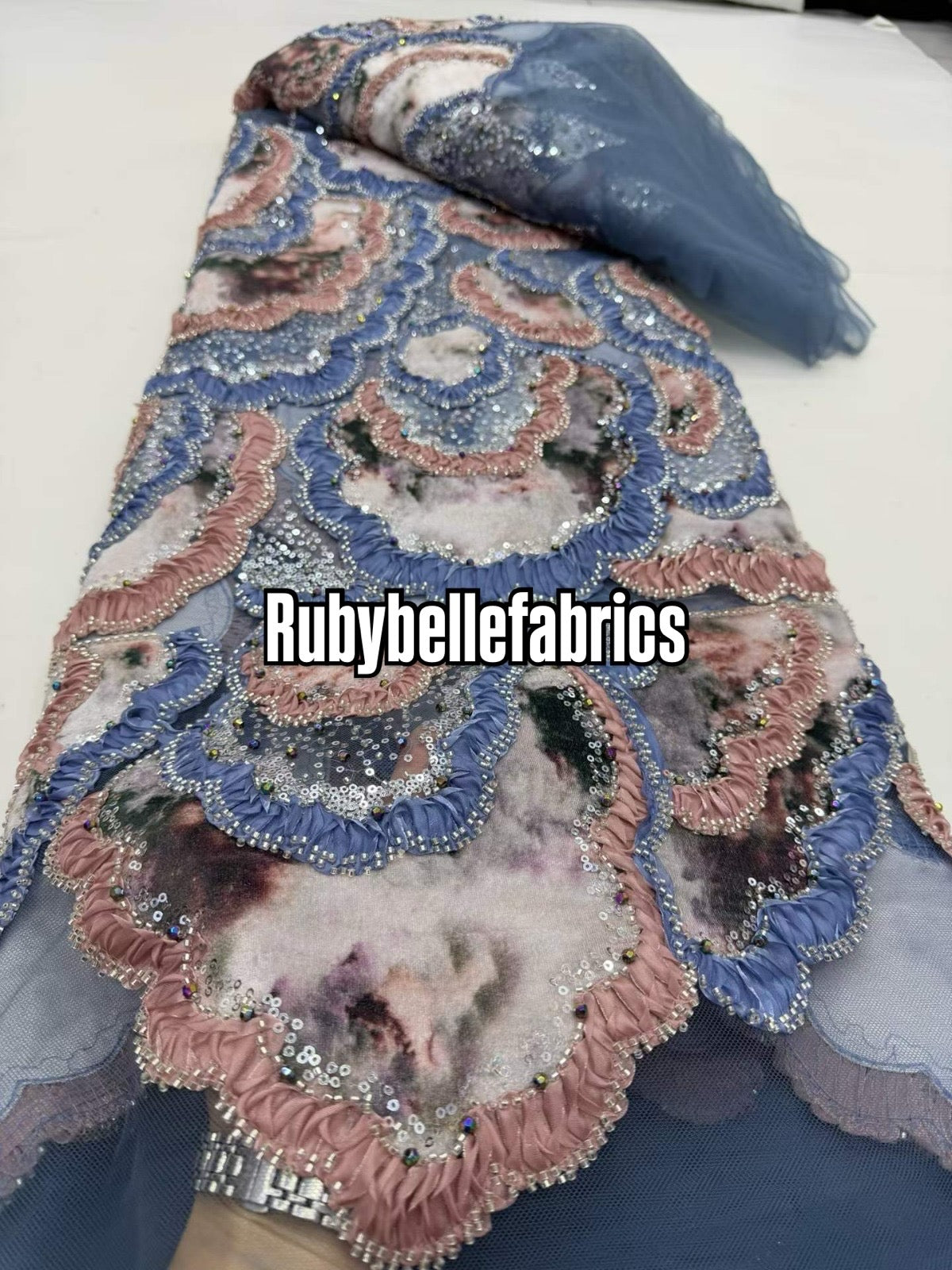 Atia Luxury Floral Beaded Sequin Fabric