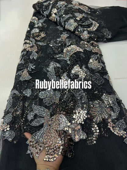 Ladryke Luxury Floral Beaded Fabric