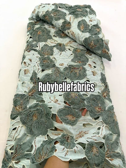 Ipped 3D Luxury Deluxe Floral Beaded Fabric