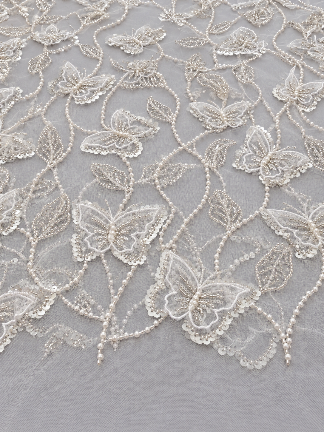 Butterfly 3D High Quality Fabric - White