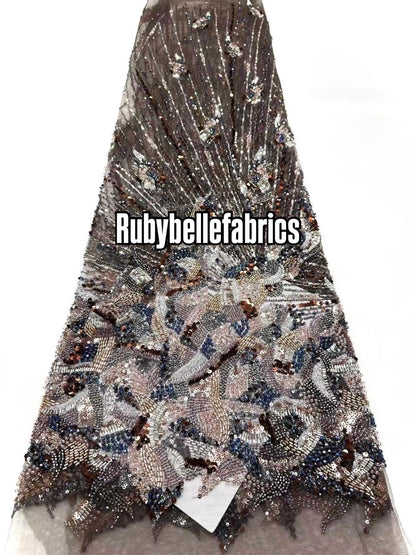 Ittle Luxury 3D Floral Beaded Fabric