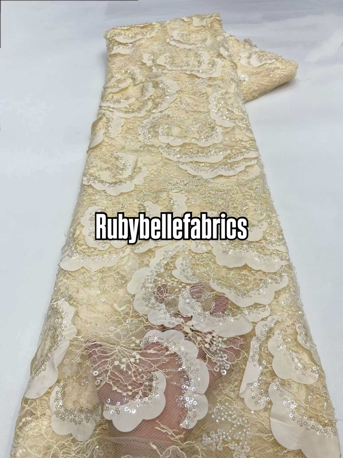 Tross 3D Floral Sequin beaded Net Fabric