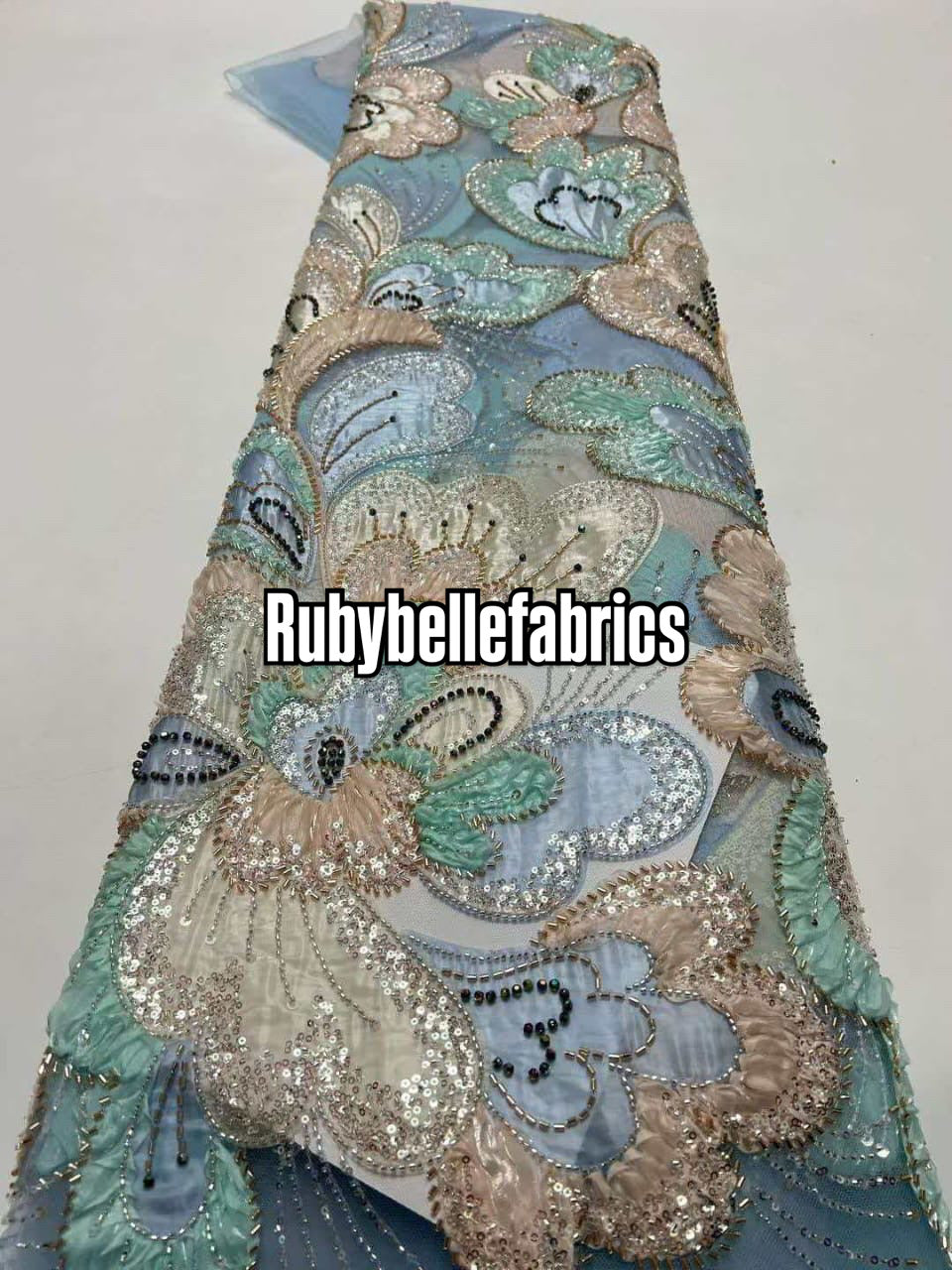 Astysx Beaded Sequin Lace Fabric