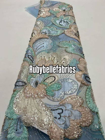 Astysx Beaded Sequin Lace Fabric