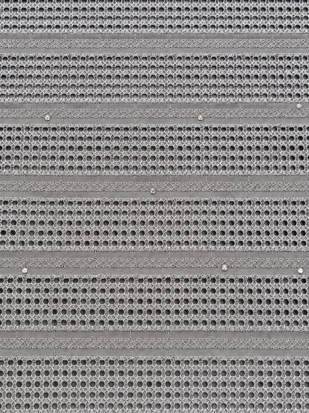 Osint Silver Grey Geometric Eyelet Lace Fabric