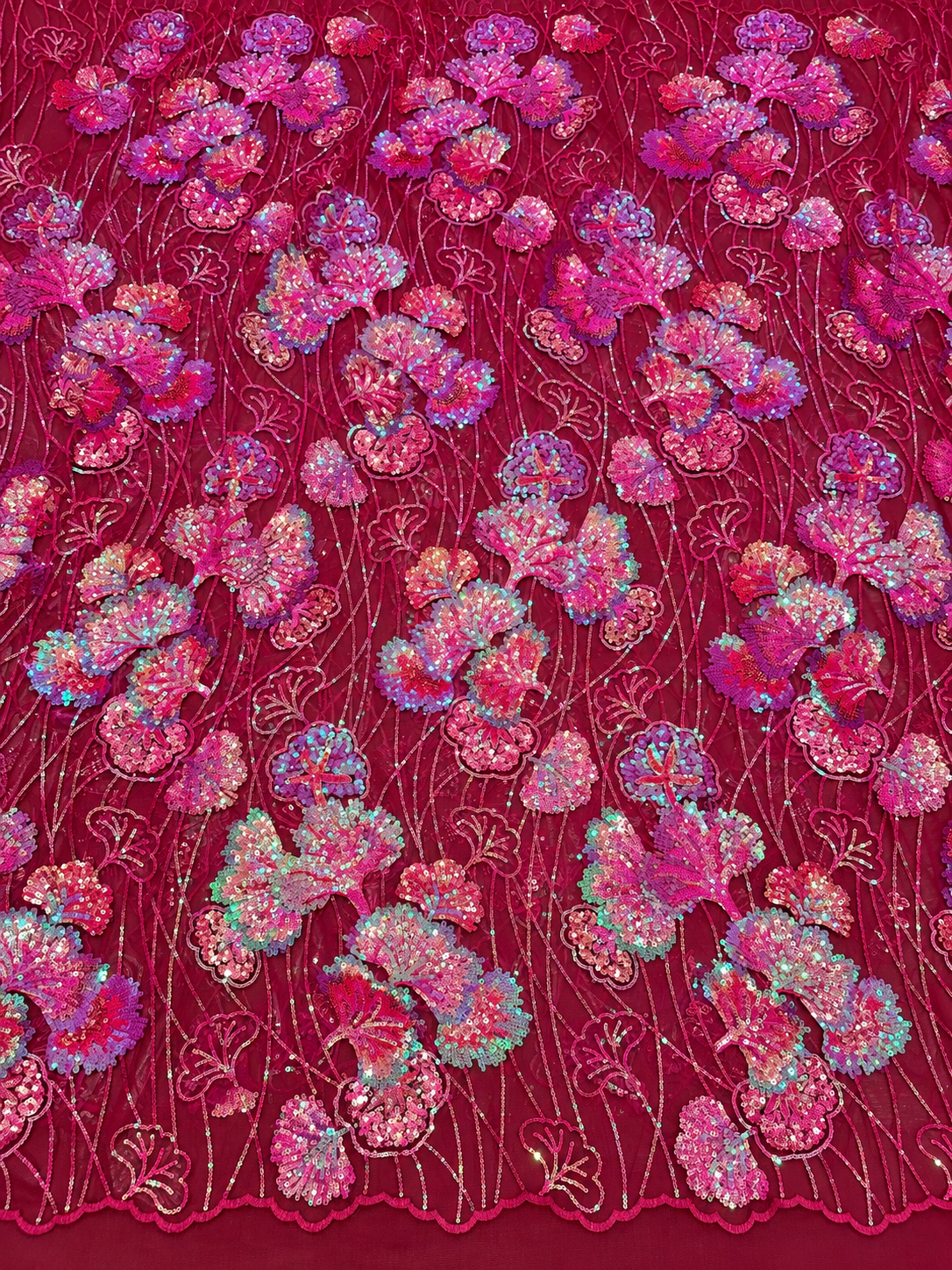 Gizelie French Lace Fabric - Burgundy/Deep Wine Magenta