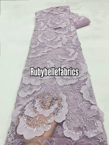 Tross 3D Floral Sequin beaded Net Fabric