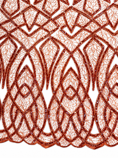 Ackyr Sequin Fabric - Burnt Orange