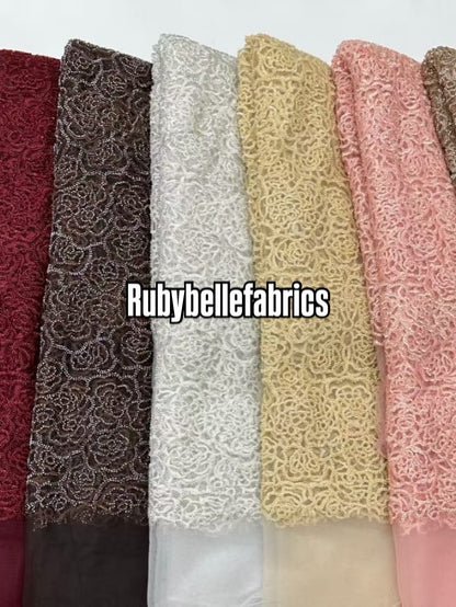 Poixy Tulle Guipure Style Beaded Fabric