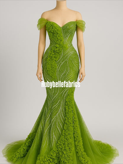 Urkey Roses 3D Sequin couture fabric