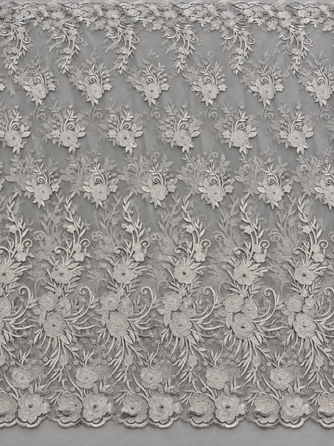 Trole Tulle Floral Fabric - Grey
