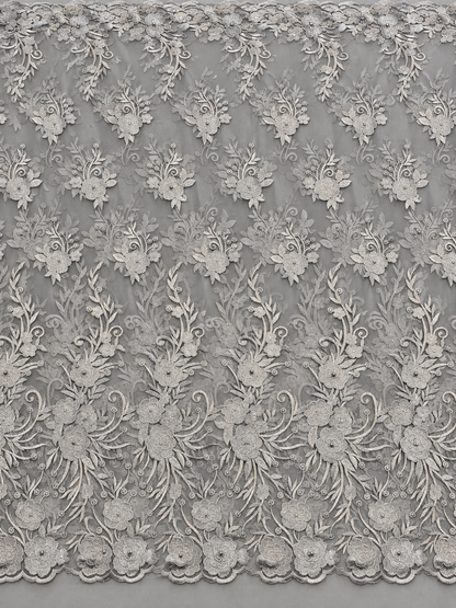 Trole Tulle Floral Fabric - Grey