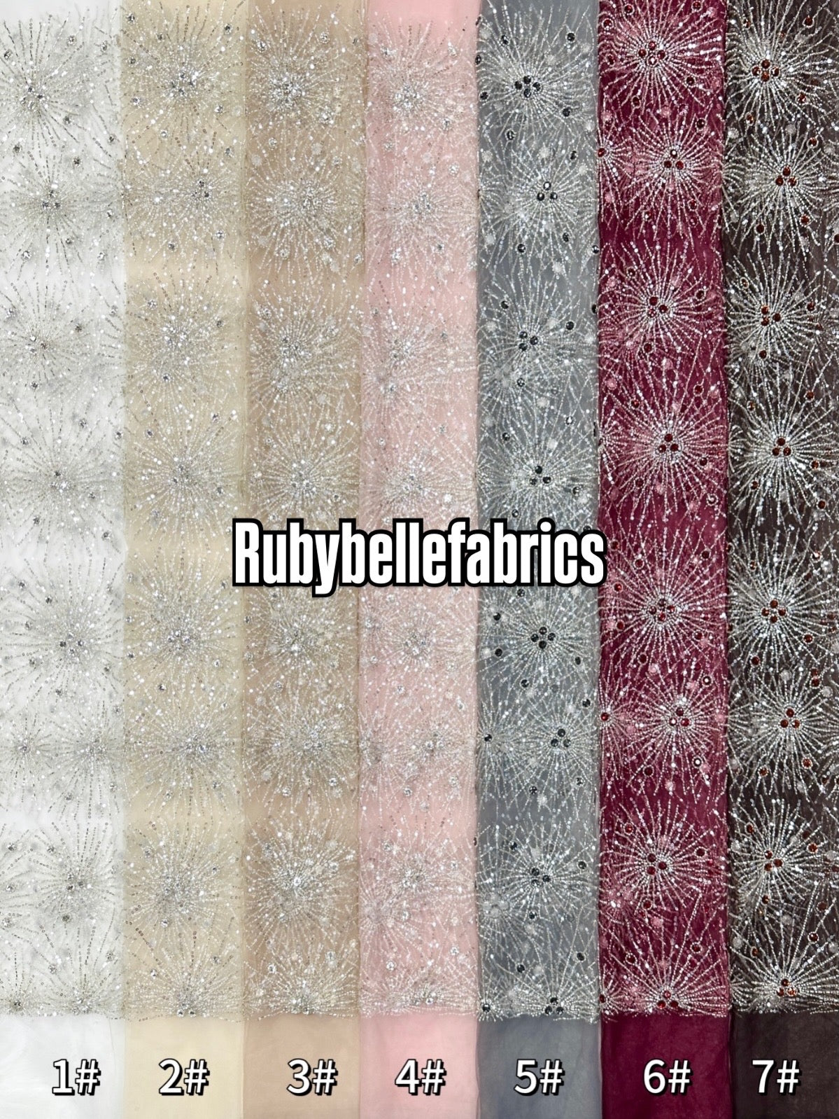 Oney Luxury Sequin Crystal Stones Fabric