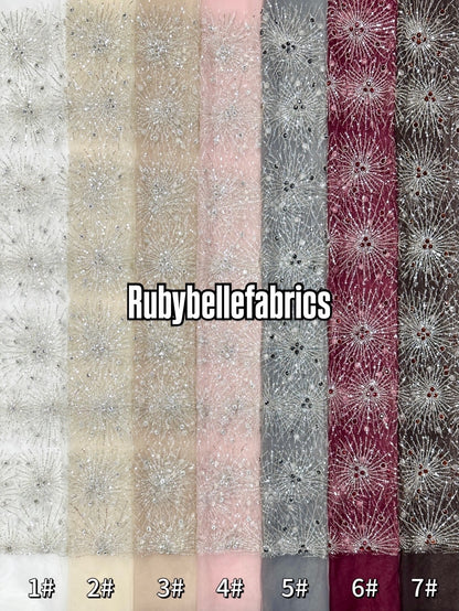 Oney Luxury Sequin Crystal Stones Fabric