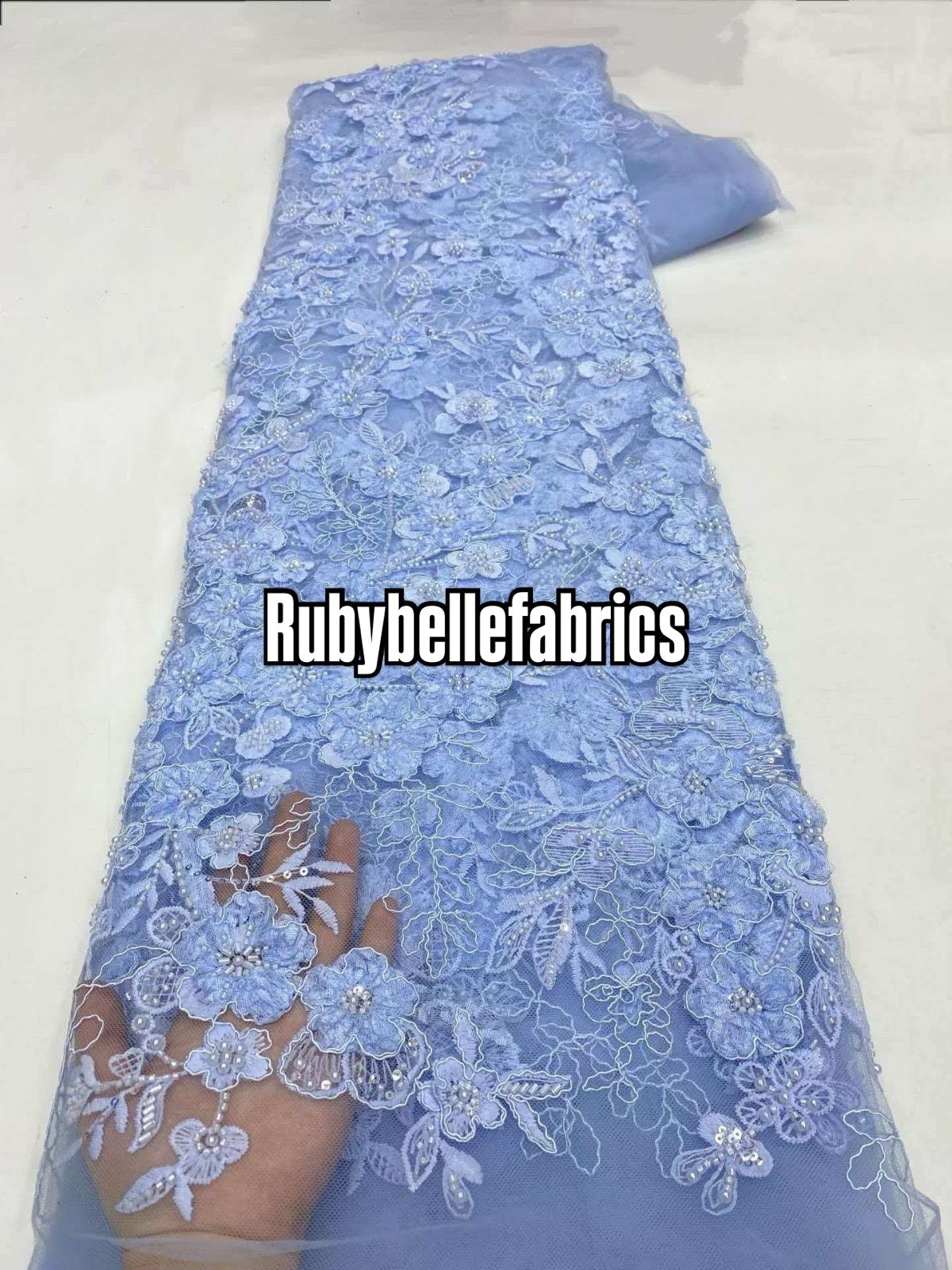 Rund Luxury 3D Floral Beaded Stone Fabric