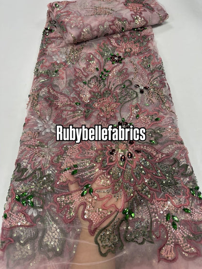 Arrods Luxury Crystal Stone Lace Fabric