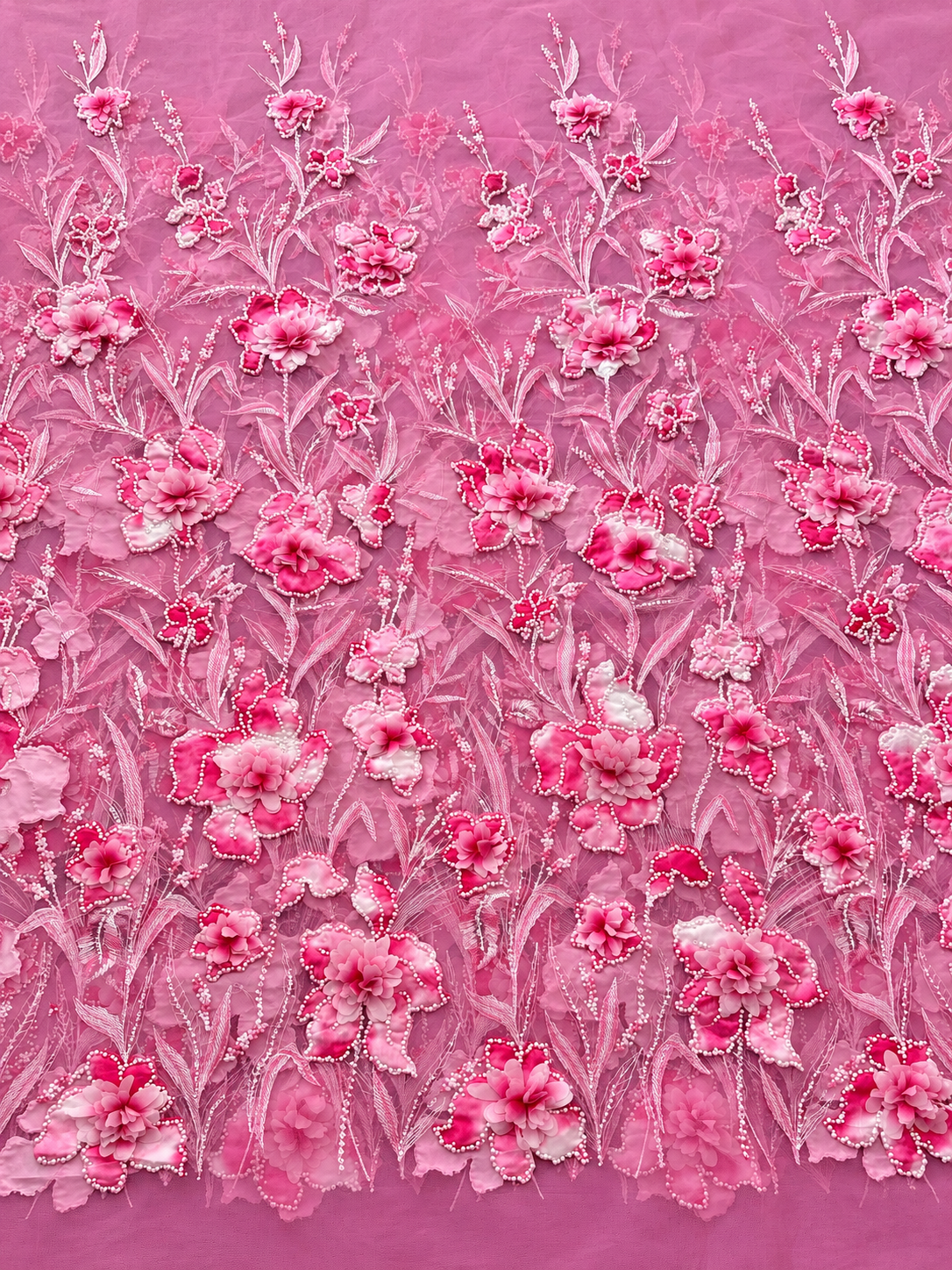 Hixy Floral 3D Fabric - Pink