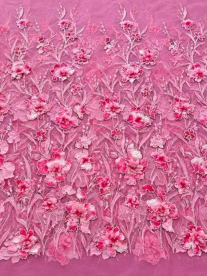 Hixy Floral 3D Fabric - Pink