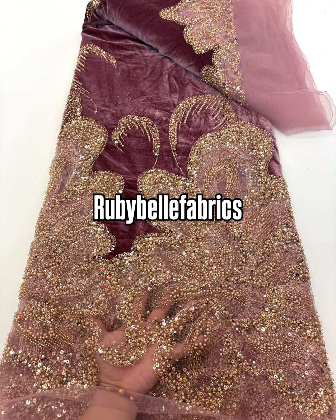 Erson Beaded Velvet Lace Fabric