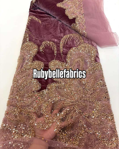Erson Beaded Velvet Lace Fabric