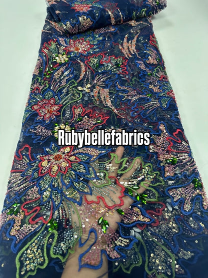 Arrods Luxury Crystal Stone Lace Fabric
