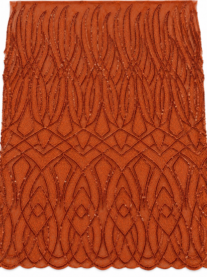 Ackyr Sequin Fabric - Burnt Orange