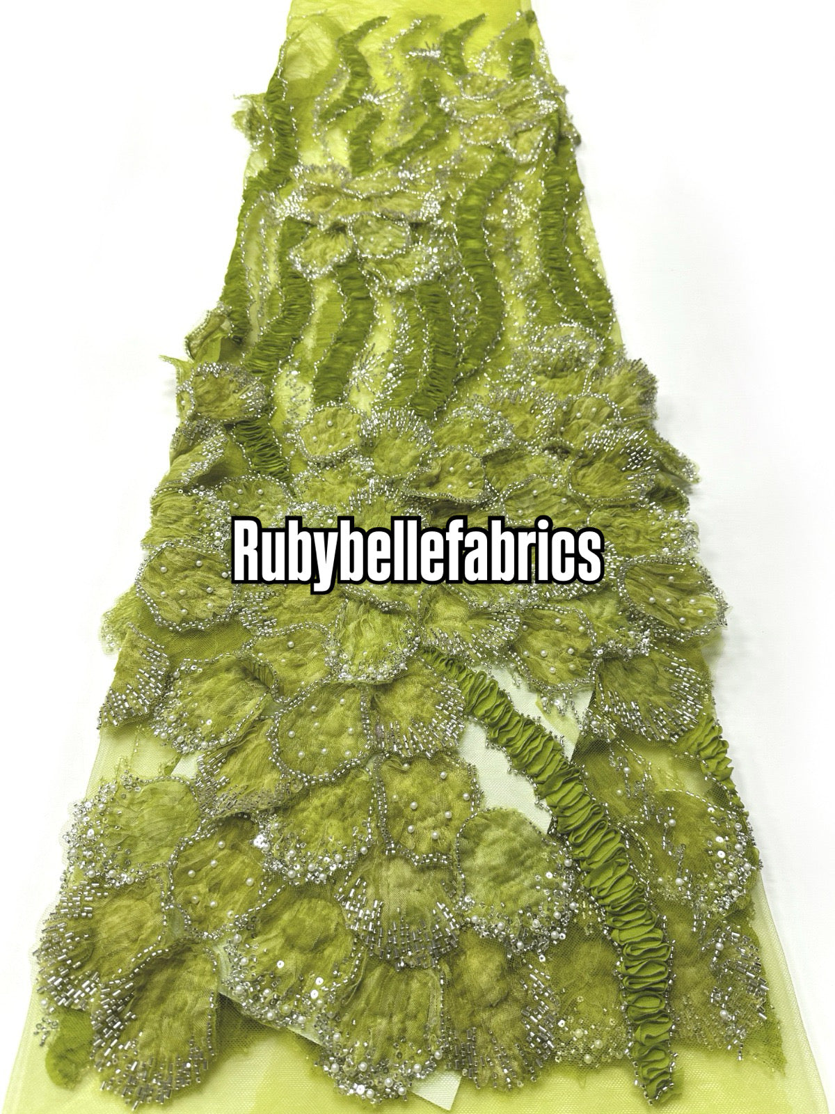 Peruse Beaded Scallop Petal Lace Fabric