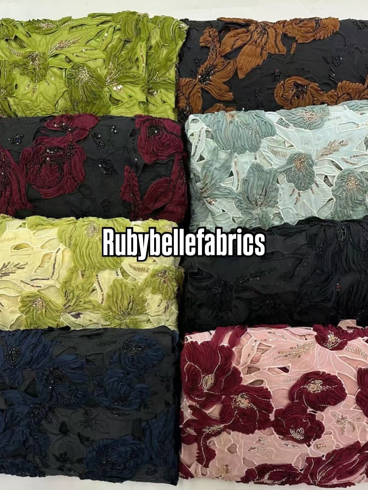 Ipped 3D Luxury Deluxe Floral Beaded Fabric