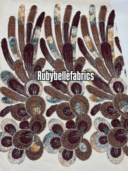 Arger Luxury Floral Beaded Sequin Fabric