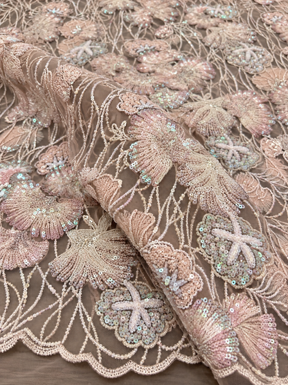 Gizelie French Lace Fabric - Blush Pink