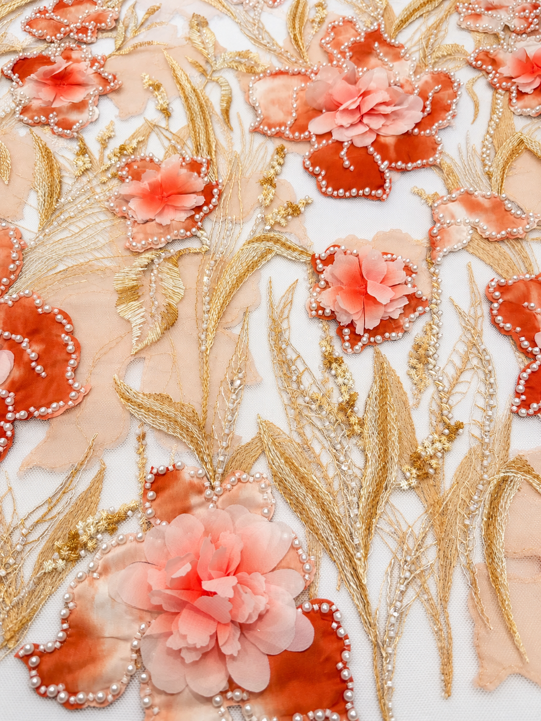 Hixy Floral 3D Fabric - Orange