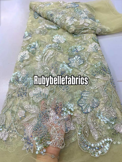 Ladryke Luxury Floral Beaded Fabric