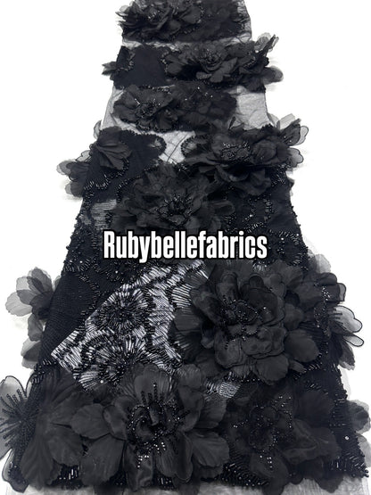 Ories Dekuxe 3D Petal Luxury Beaded Fabric