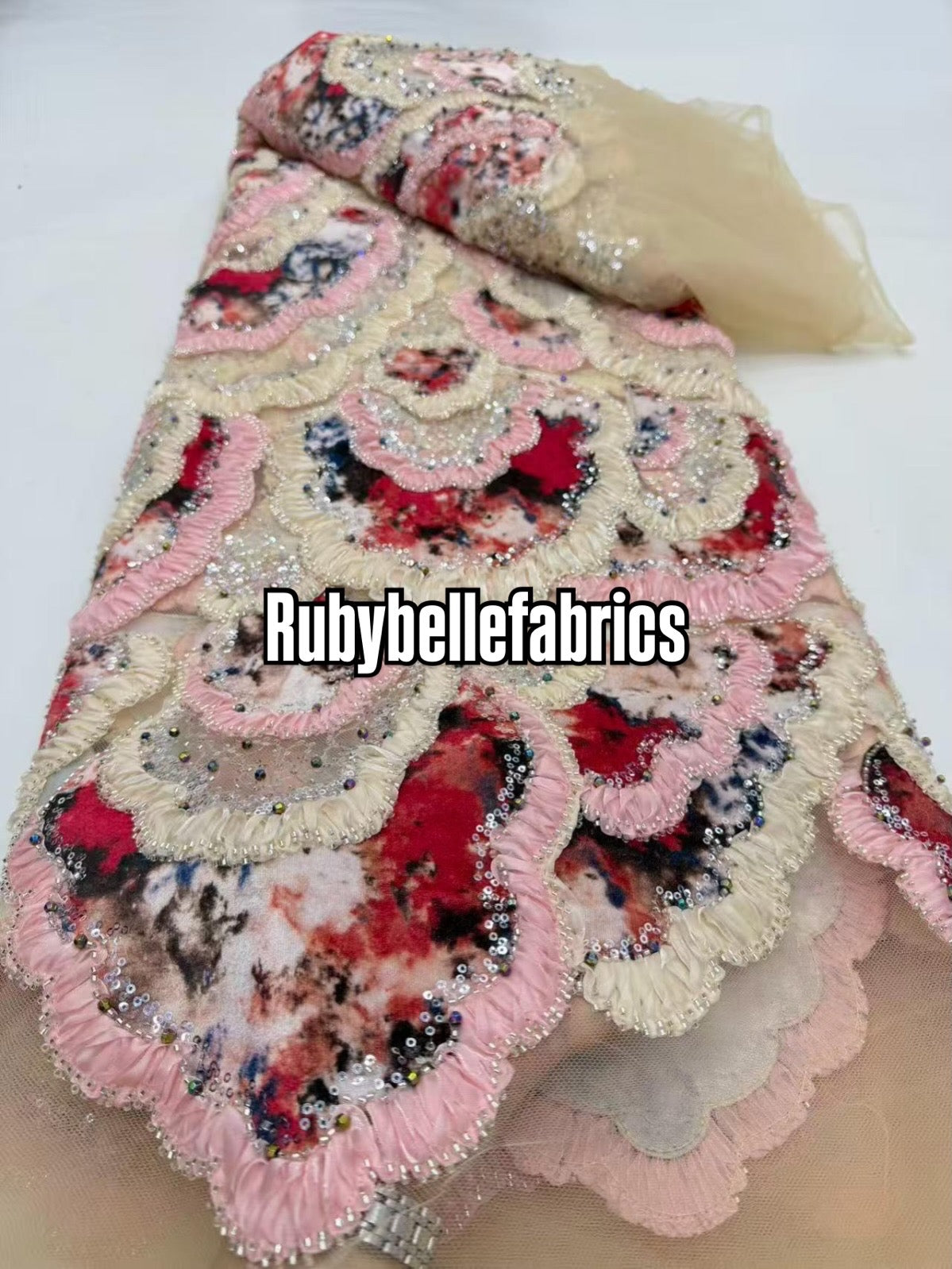 Atia Luxury Floral Beaded Sequin Fabric