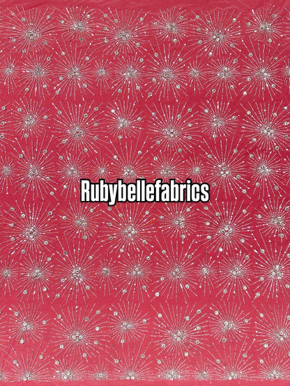 Oney Luxury Sequin Crystal Stones Fabric