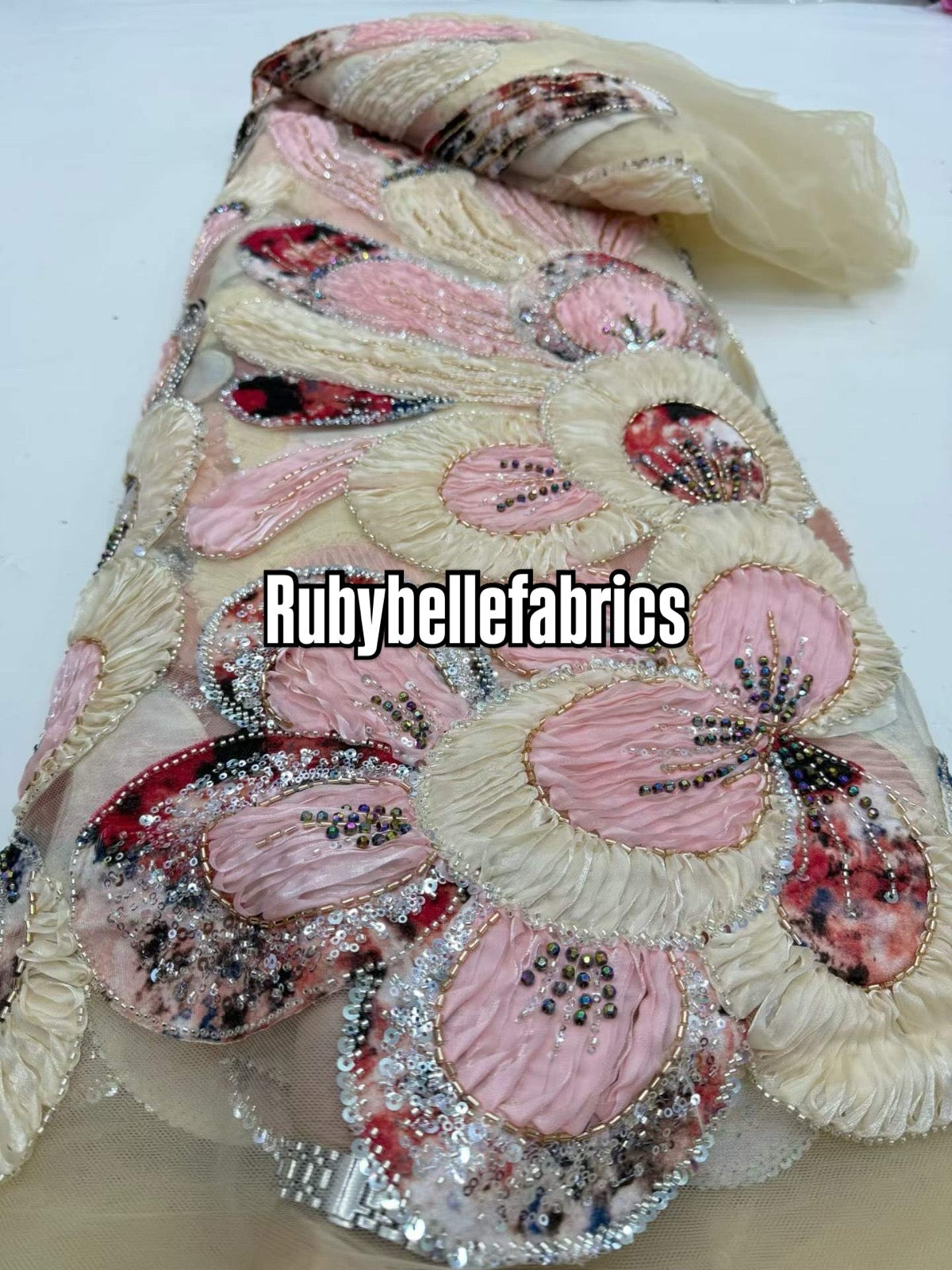 Arger Luxury Floral Beaded Sequin Fabric