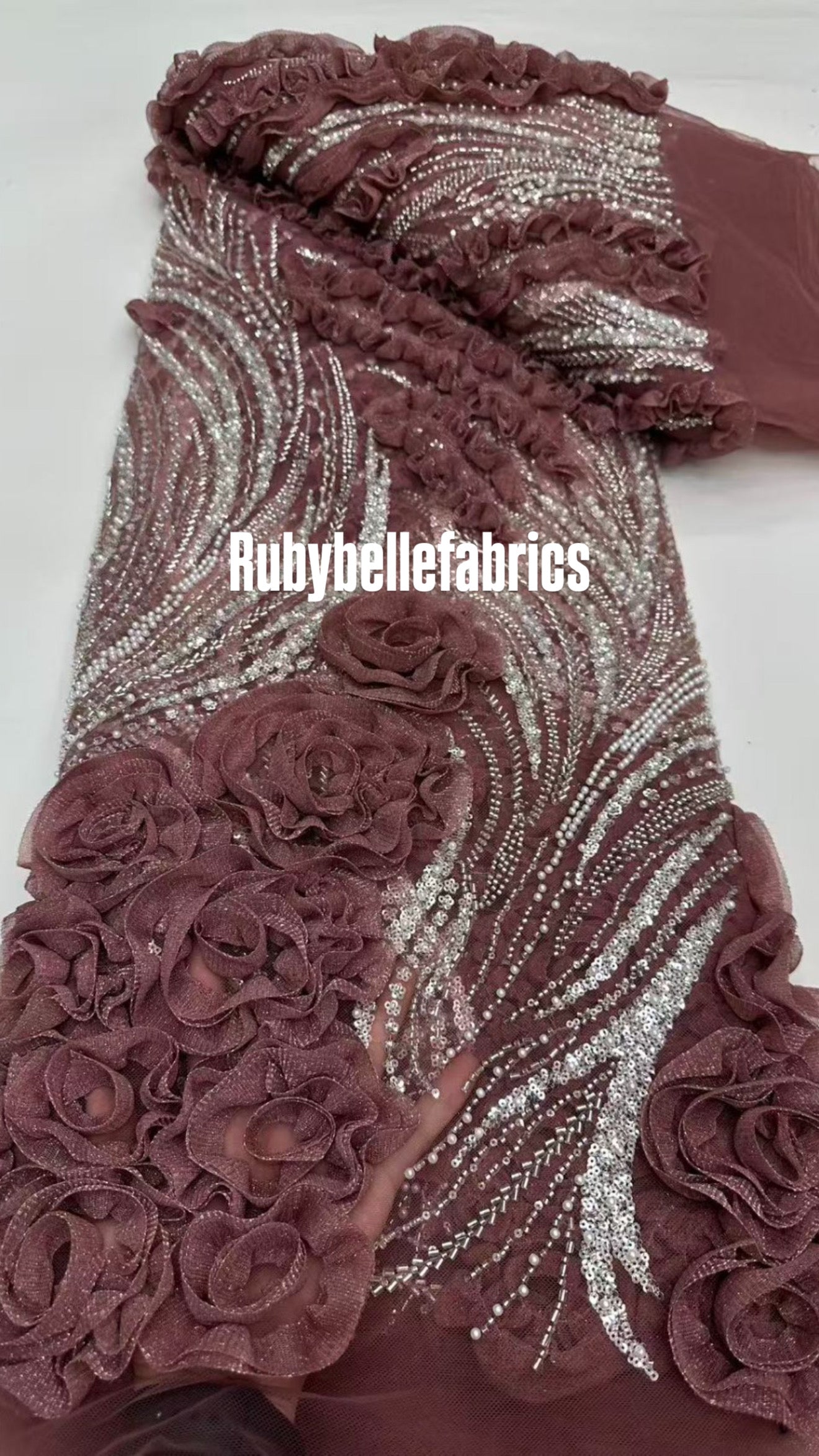 Urkey Roses 3D Sequin couture fabric