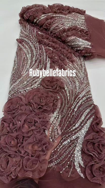Urkey Roses 3D Sequin couture fabric